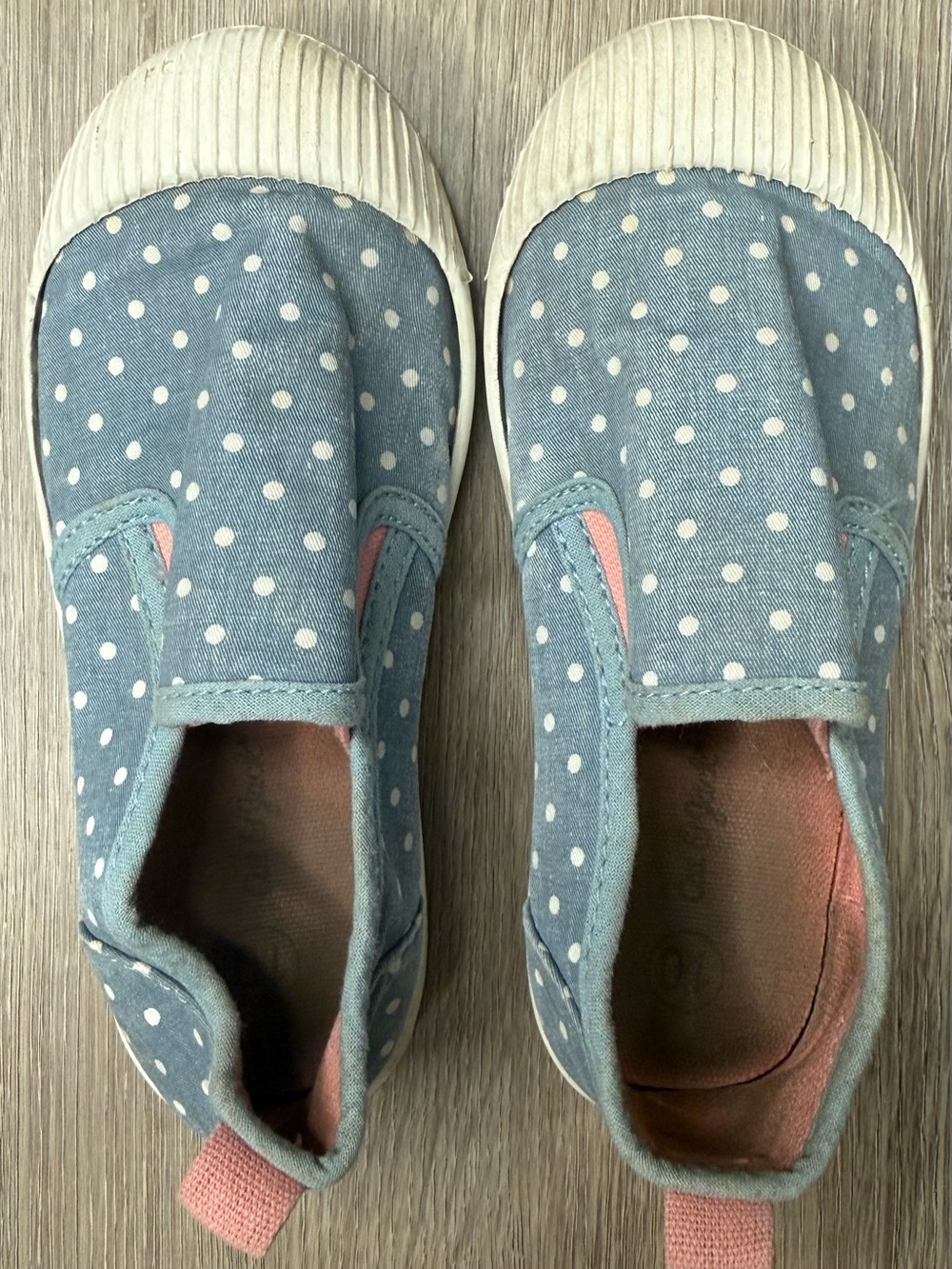 Cat & Jack Blue Polka Dot Slip-On Sneakers with Pink Accents